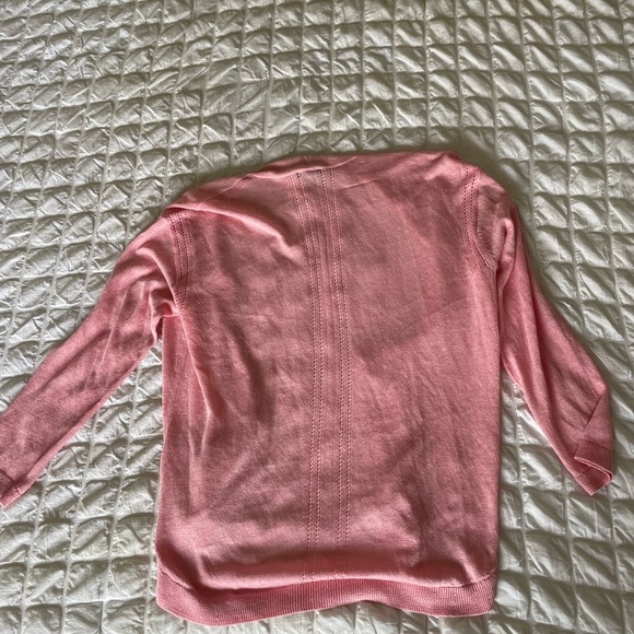 Talbots Linen blend Pink Cardigan Sweater Open Front Long Length - Picture 8 of 10